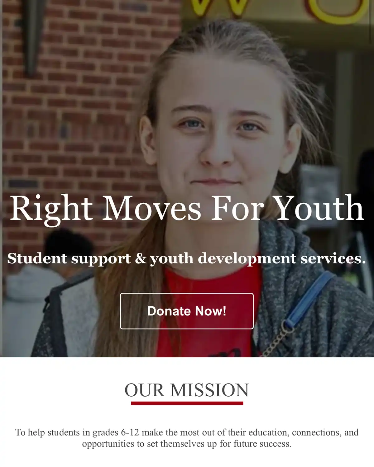 Right Moves For Youth website preview