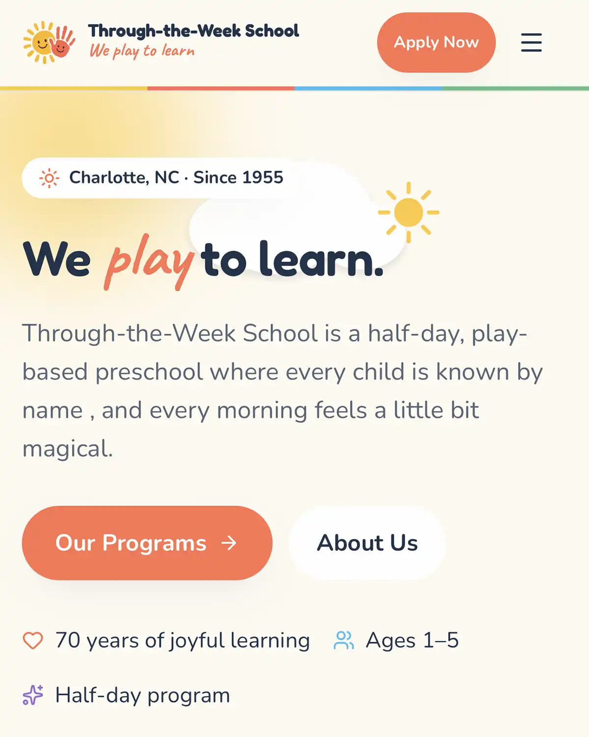 Through-the-Week School website preview